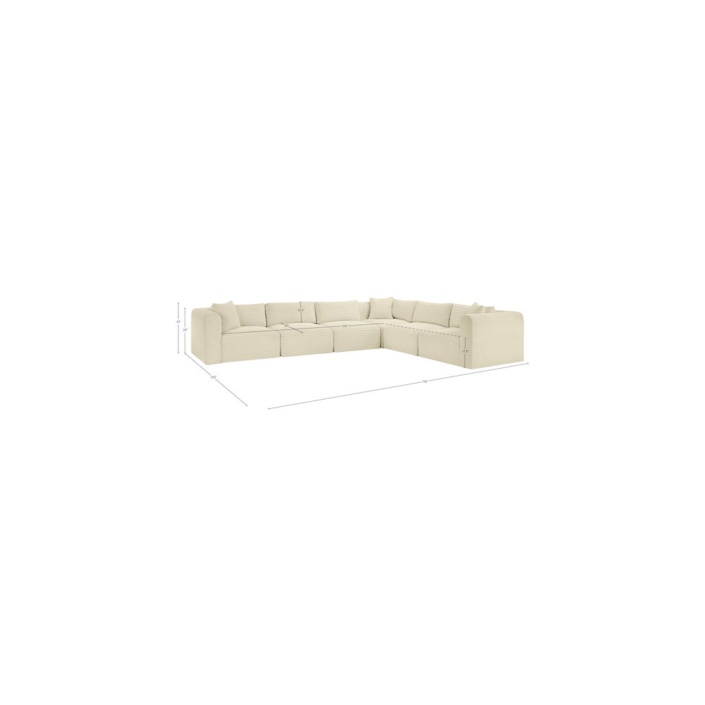 Shaggy Cream Corduroy Performance Fabric Modular Sectional