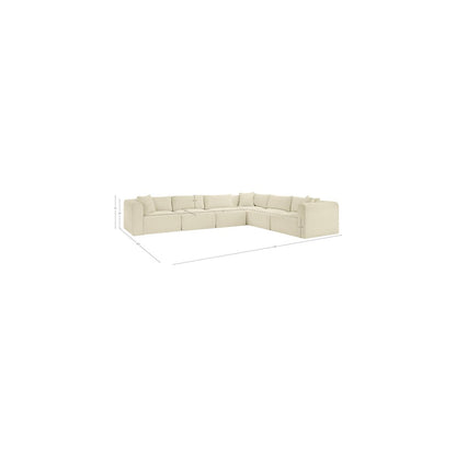 Shaggy Cream Corduroy Performance Fabric Modular Sectional