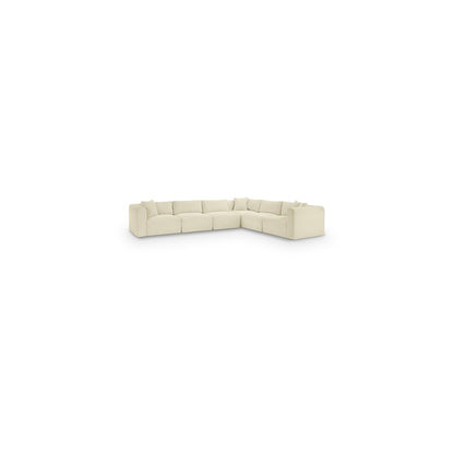 Shaggy Cream Corduroy Performance Fabric Modular Sectional