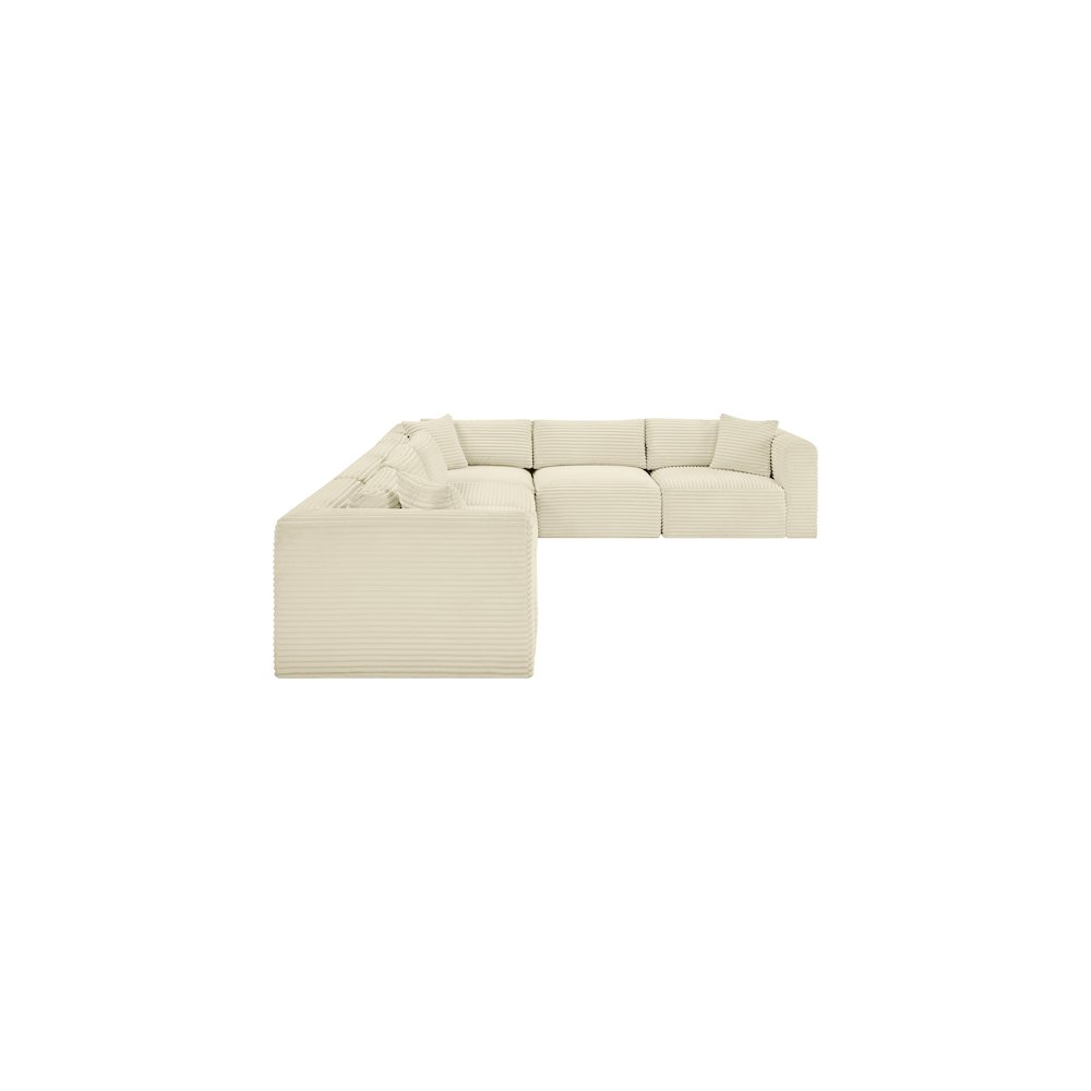 Shaggy Cream Corduroy Performance Fabric Modular Sectional