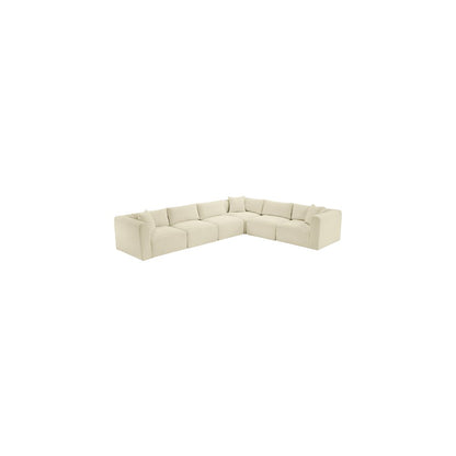 Shaggy Cream Corduroy Performance Fabric Modular Sectional
