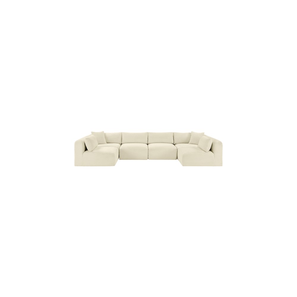 Shaggy Cream Corduroy Performance Fabric Modular Sectional