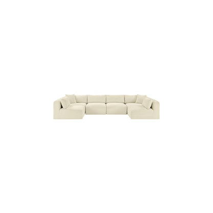 Shaggy Cream Corduroy Performance Fabric Modular Sectional