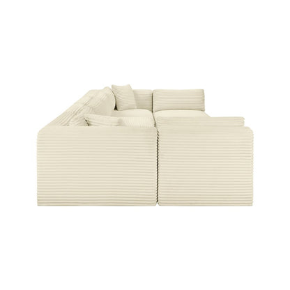Shaggy Cream Corduroy Performance Fabric Modular Sectional