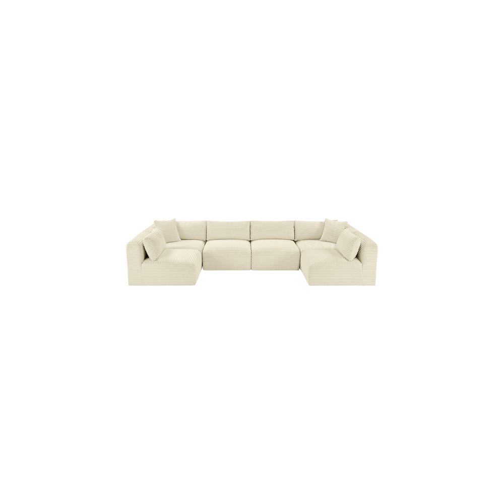 Shaggy Cream Corduroy Performance Fabric Modular Sectional