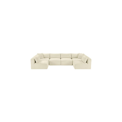 Shaggy Cream Corduroy Performance Fabric Modular Sectional
