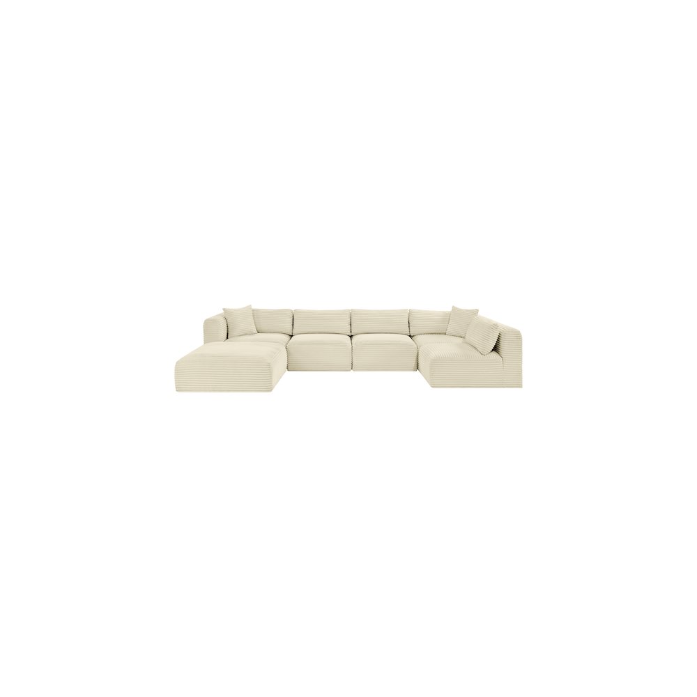 Shaggy Cream Corduroy Performance Fabric Modular Sectional