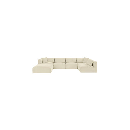 Shaggy Cream Corduroy Performance Fabric Modular Sectional