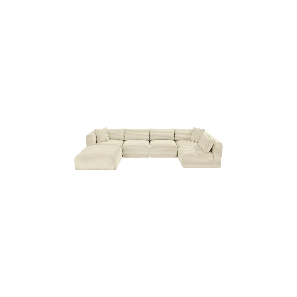 Shaggy Cream Corduroy Performance Fabric Modular Sectional