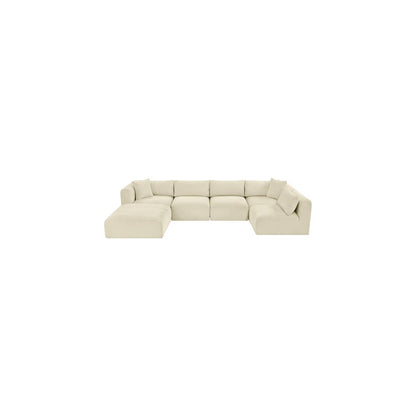 Shaggy Cream Corduroy Performance Fabric Modular Sectional