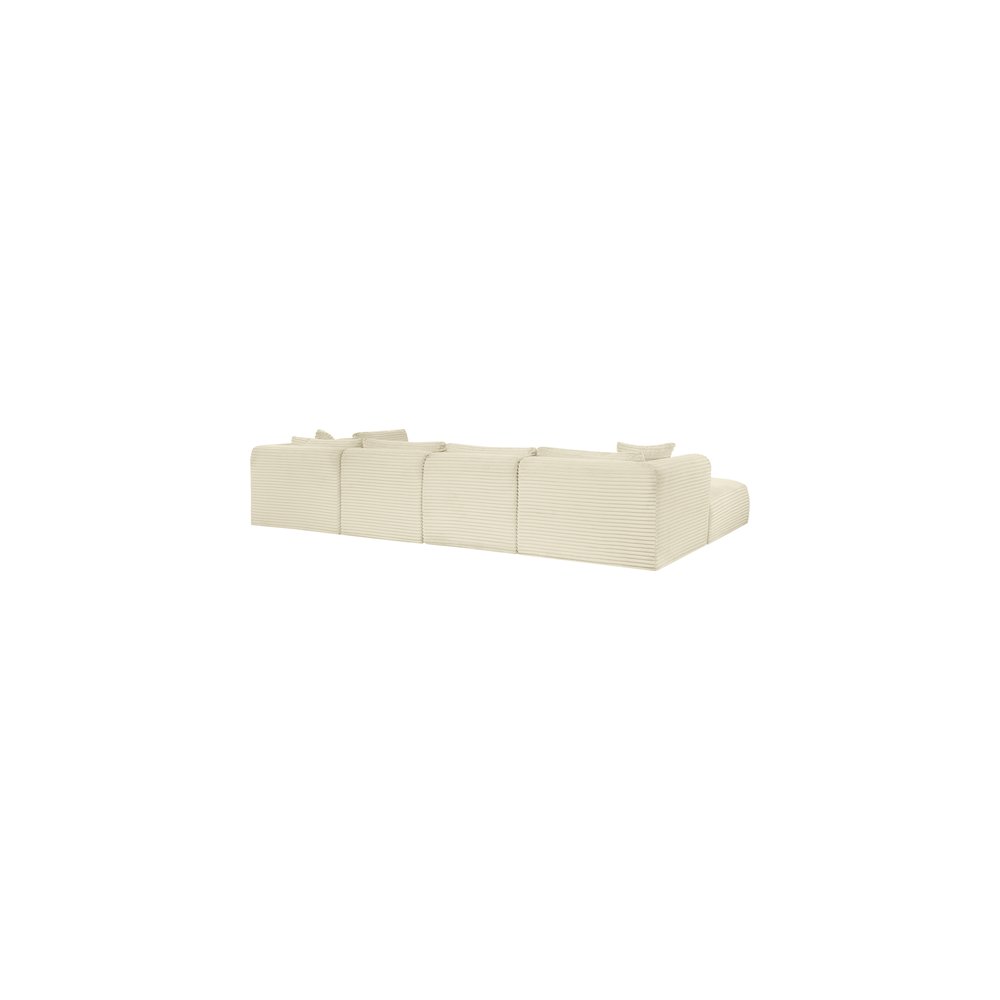 Shaggy Cream Corduroy Performance Fabric Modular Sectional