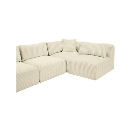 Shaggy Cream Corduroy Performance Fabric Modular Sectional