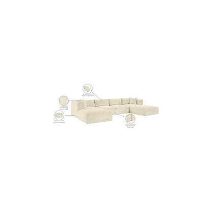 Shaggy Cream Corduroy Performance Fabric Modular Sectional