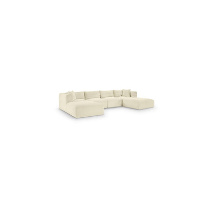 Shaggy Cream Corduroy Performance Fabric Modular Sectional