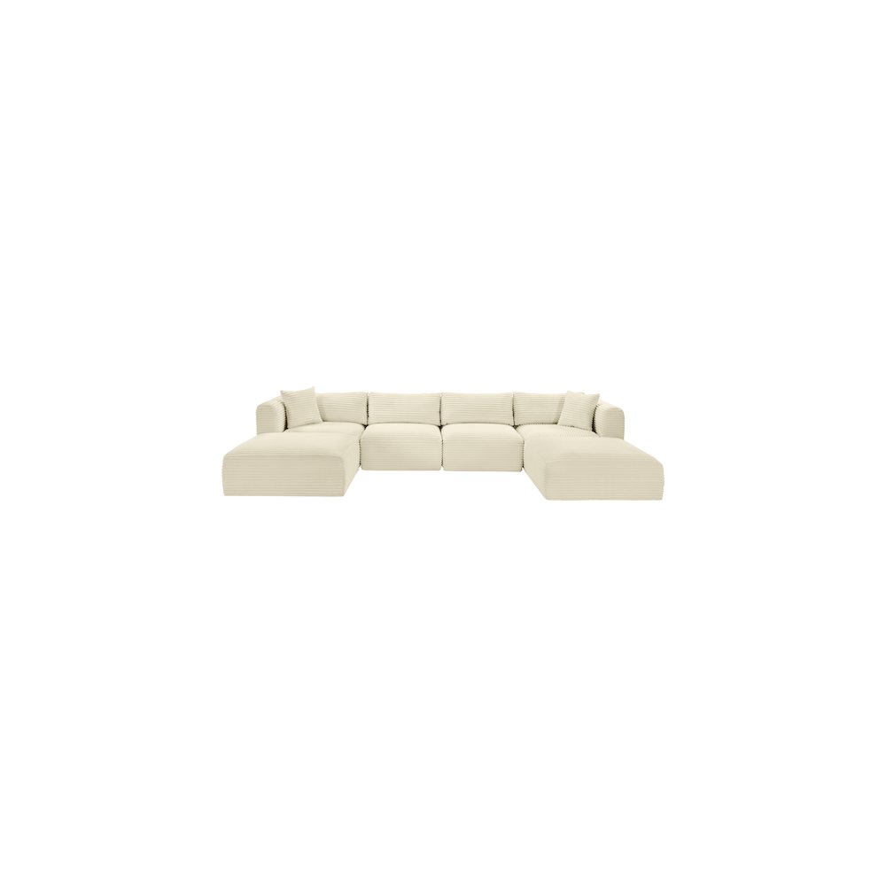 Shaggy Cream Corduroy Performance Fabric Modular Sectional