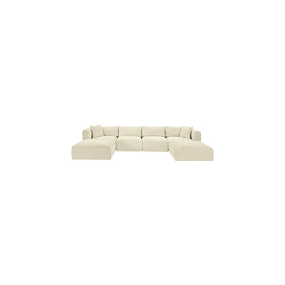 Shaggy Cream Corduroy Performance Fabric Modular Sectional