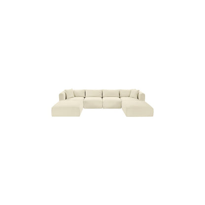 Shaggy Cream Corduroy Performance Fabric Modular Sectional