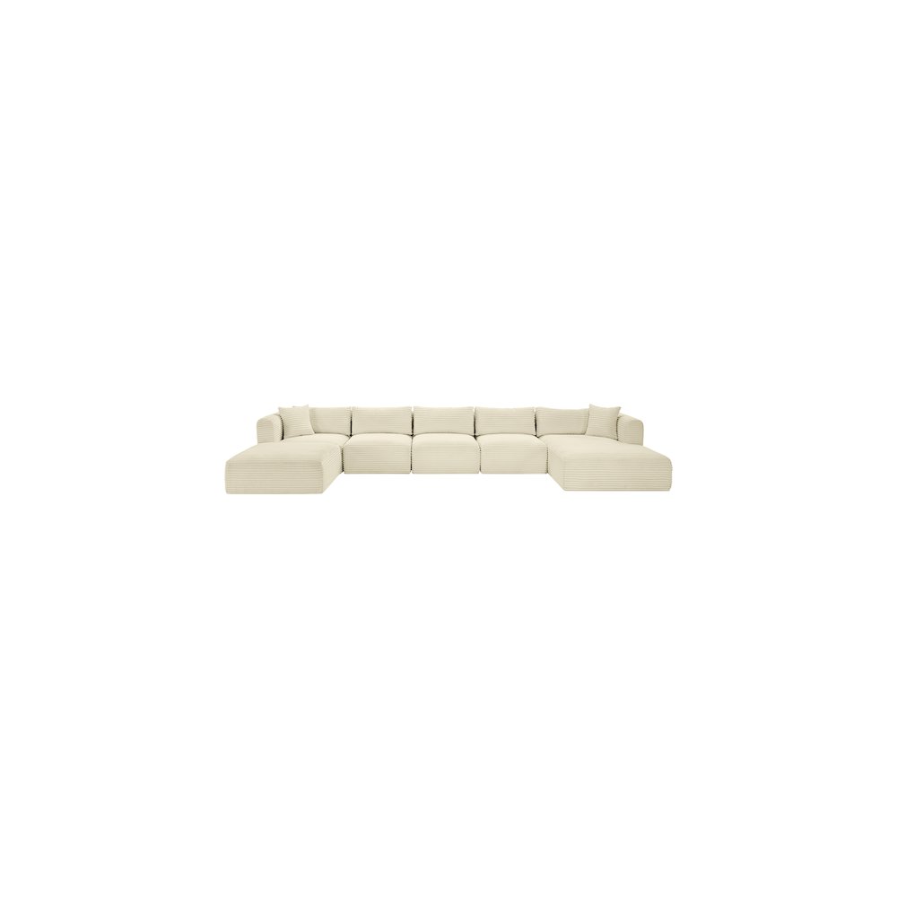 Shaggy Cream Corduroy Performance Fabric Modular Sectional
