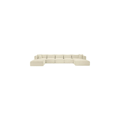 Shaggy Cream Corduroy Performance Fabric Modular Sectional