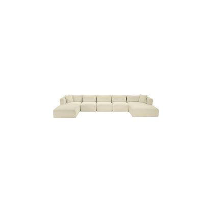 Shaggy Cream Corduroy Performance Fabric Modular Sectional