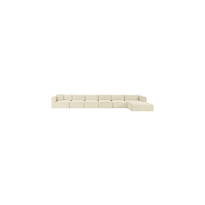 Shaggy Cream Corduroy Performance Fabric Modular Sectional