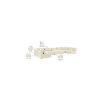 Shaggy Cream Corduroy Performance Fabric Modular Sectional