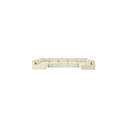Shaggy Cream Corduroy Performance Fabric Modular Sectional
