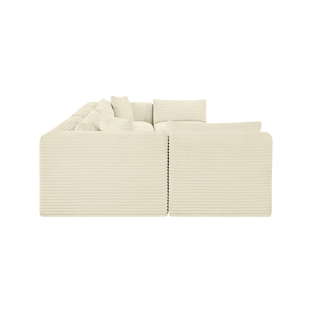 Shaggy Cream Corduroy Performance Fabric Modular Sectional