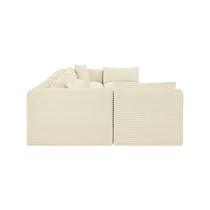 Shaggy Cream Corduroy Performance Fabric Modular Sectional