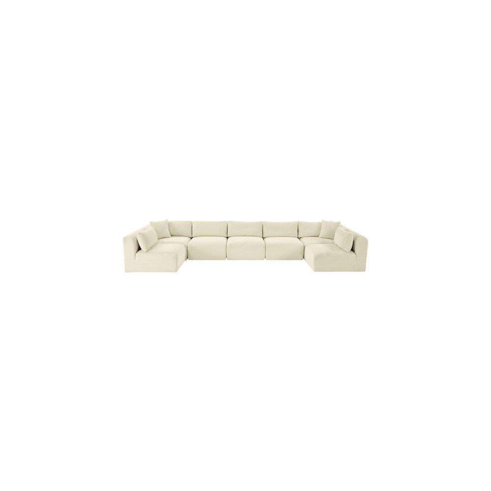 Shaggy Cream Corduroy Performance Fabric Modular Sectional