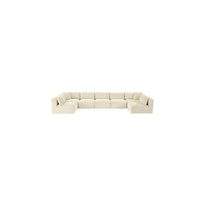 Shaggy Cream Corduroy Performance Fabric Modular Sectional