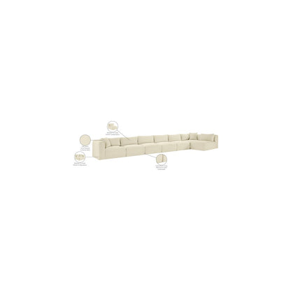 Shaggy Cream Corduroy Performance Fabric Modular Sectional