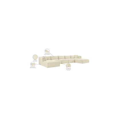 Shaggy Cream Corduroy Performance Fabric Modular Sectional
