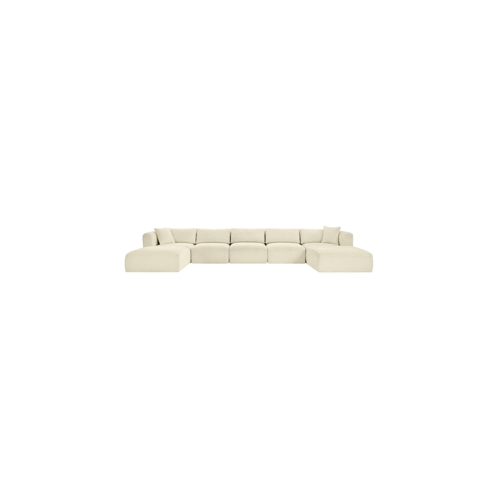 Shaggy Cream Corduroy Performance Fabric Modular Sectional
