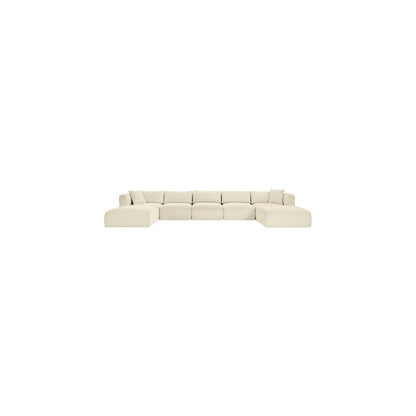 Shaggy Cream Corduroy Performance Fabric Modular Sectional