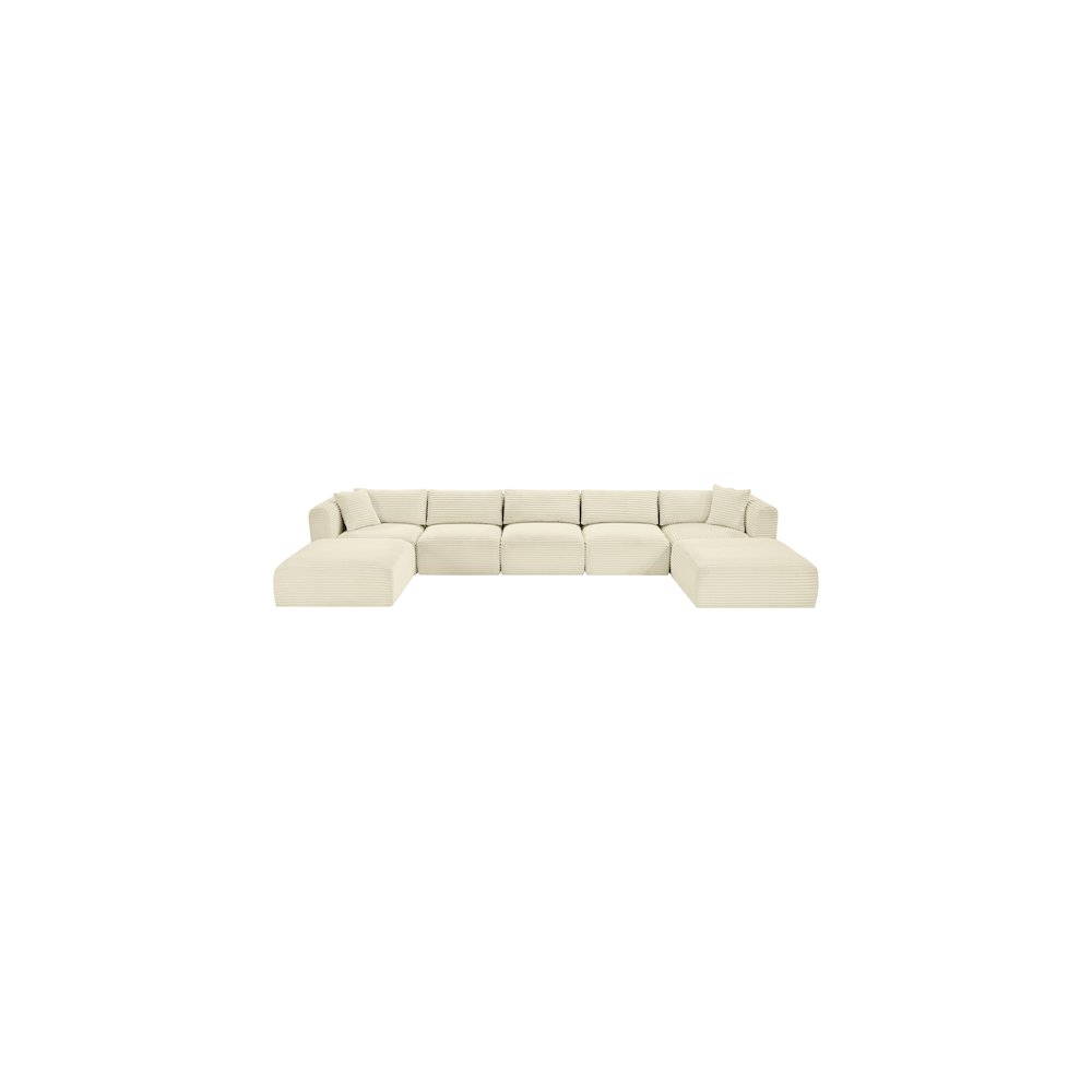 Shaggy Cream Corduroy Performance Fabric Modular Sectional