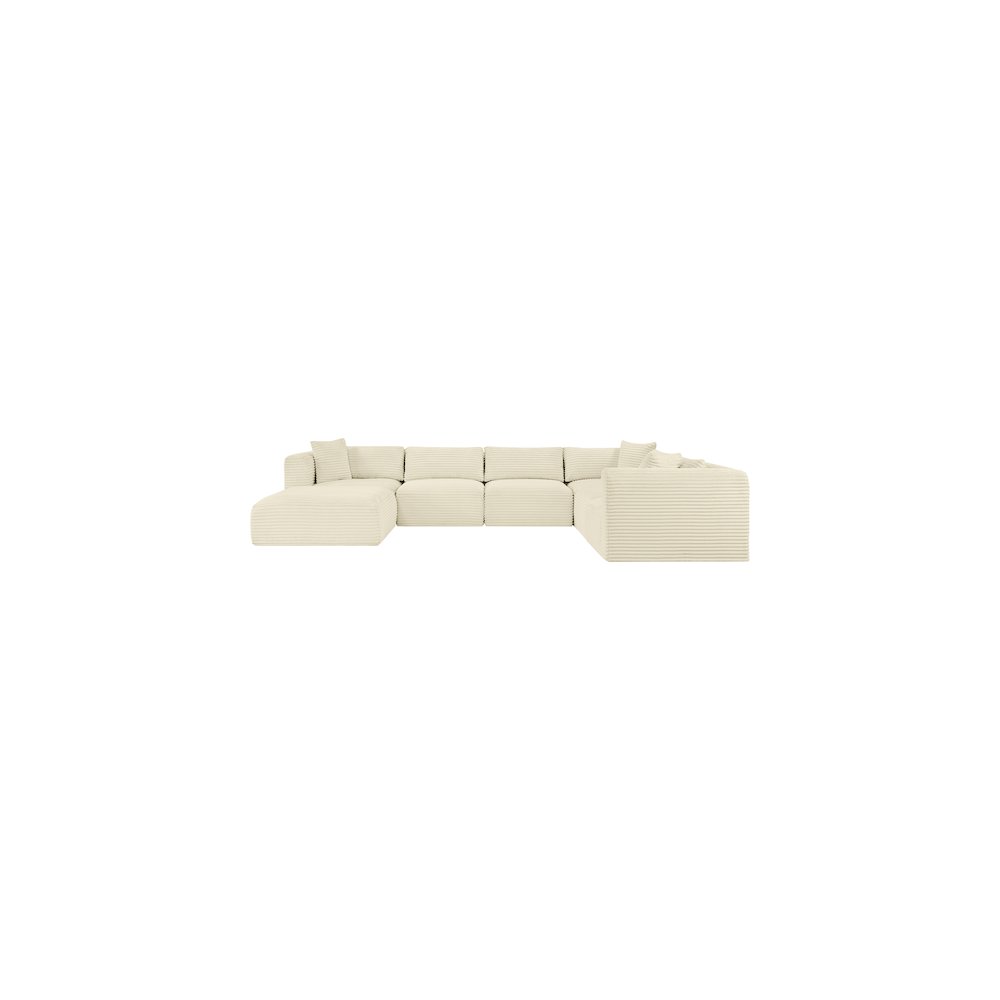 Shaggy Cream Corduroy Performance Fabric Modular Sectional