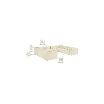 Shaggy Cream Corduroy Performance Fabric Modular Sectional
