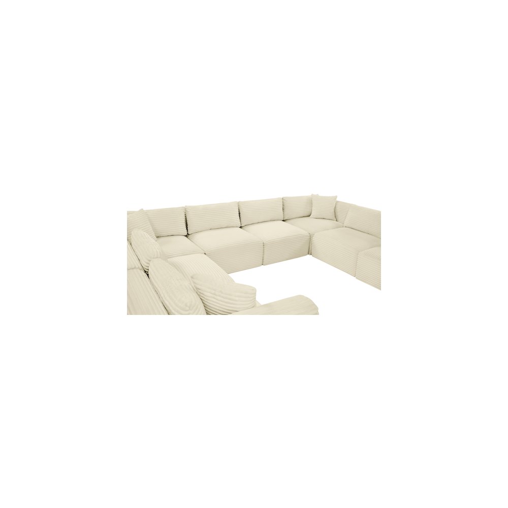 Shaggy Cream Corduroy Performance Fabric Modular Sectional