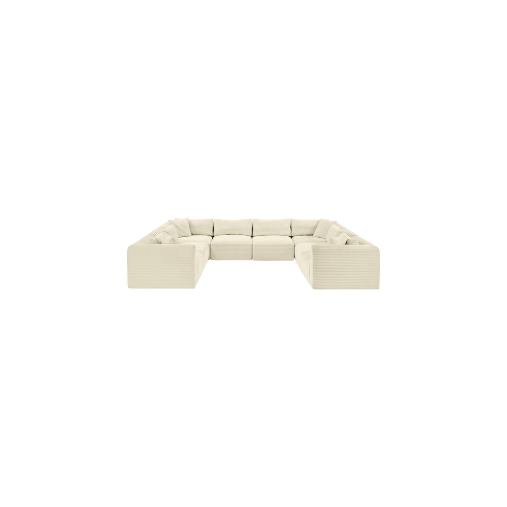 Shaggy Cream Corduroy Performance Fabric Modular Sectional