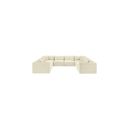 Shaggy Cream Corduroy Performance Fabric Modular Sectional