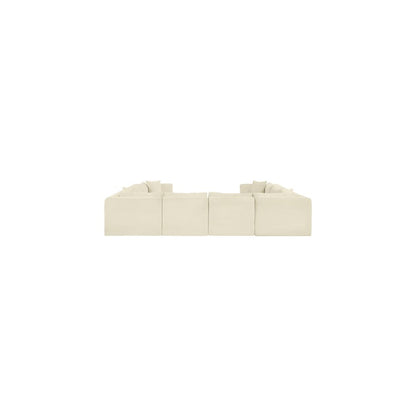 Shaggy Cream Corduroy Performance Fabric Modular Sectional