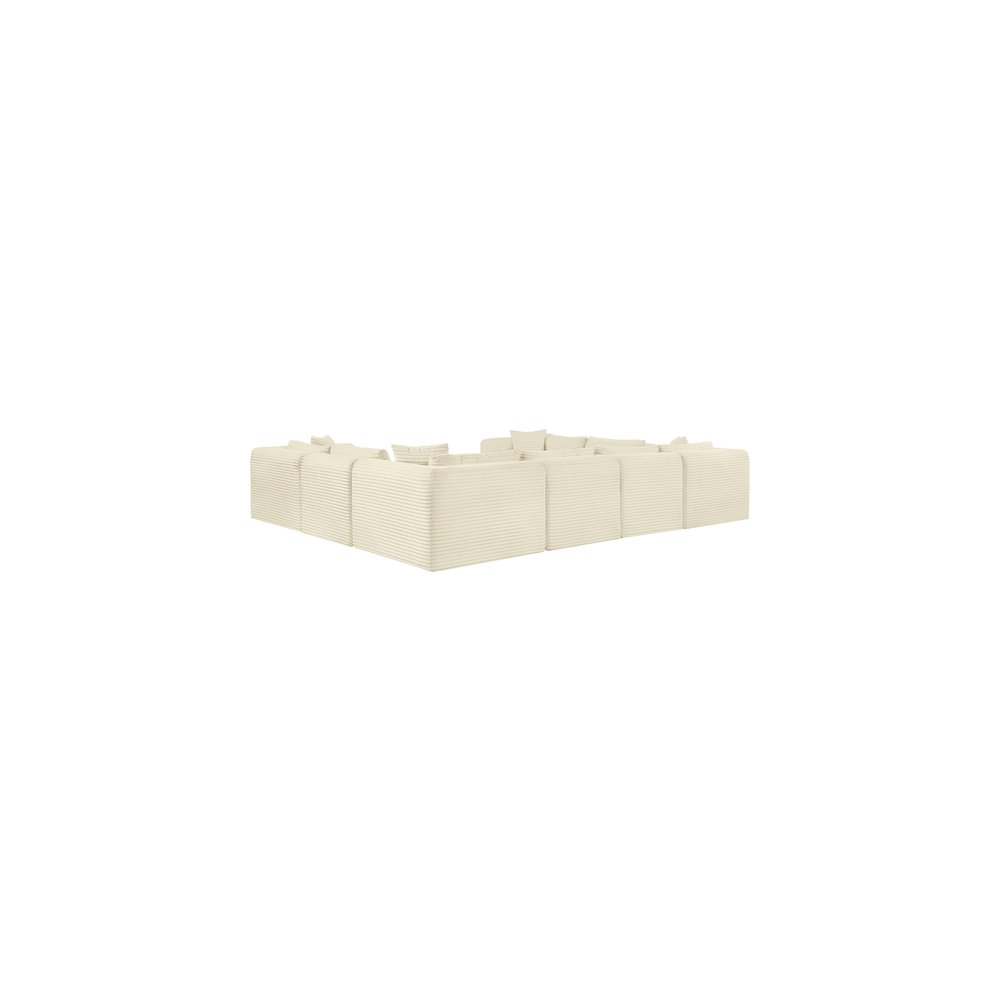 Shaggy Cream Corduroy Performance Fabric Modular Sectional