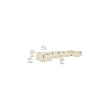 Shaggy Cream Corduroy Performance Fabric Modular Sectional