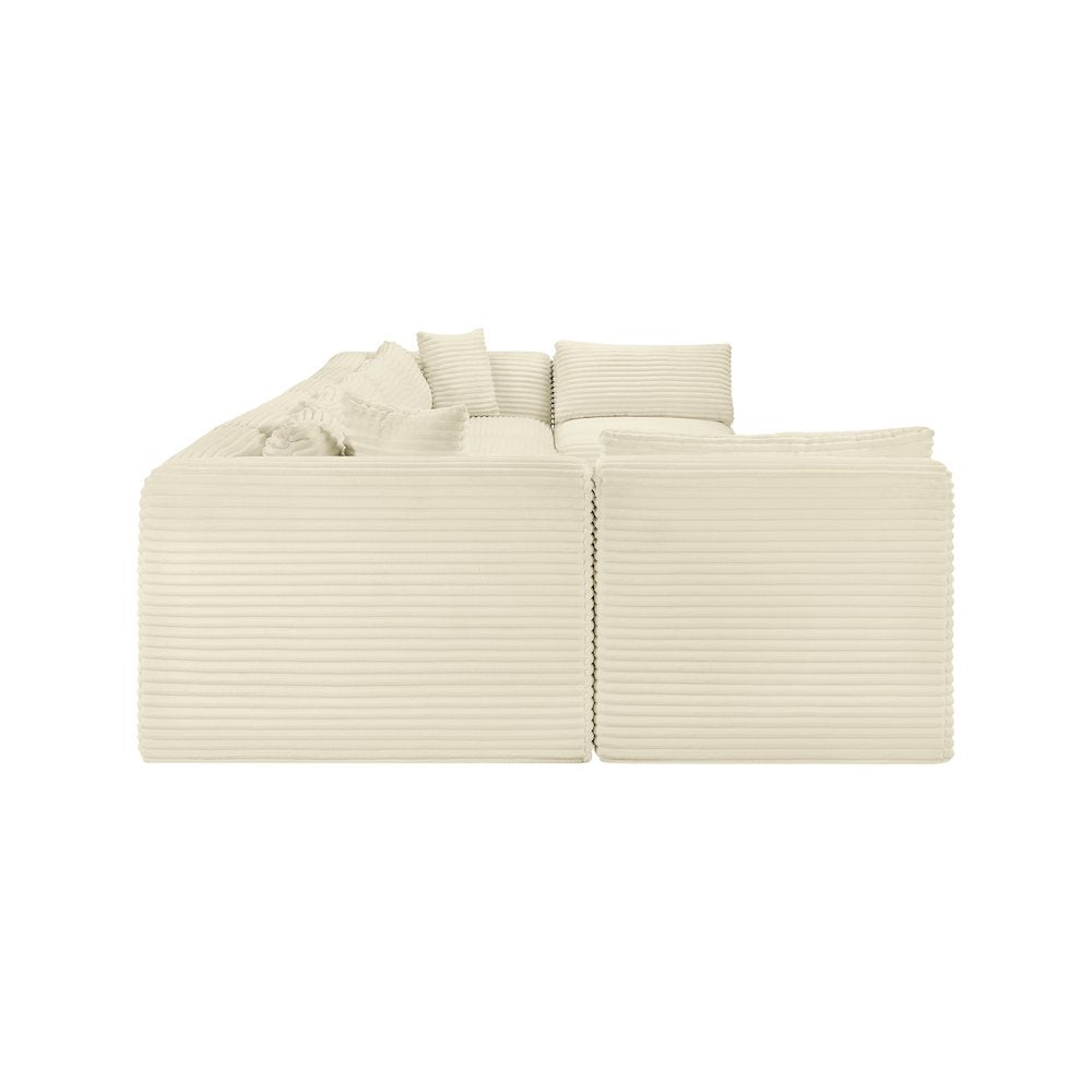 Shaggy Cream Corduroy Performance Fabric Modular Sectional