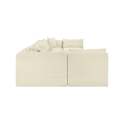 Shaggy Cream Corduroy Performance Fabric Modular Sectional