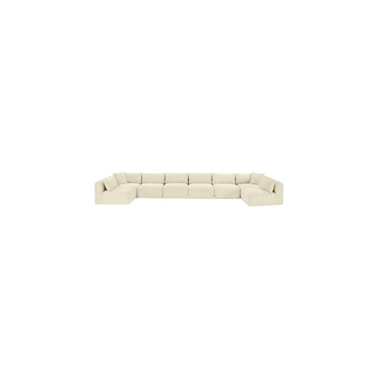 Shaggy Cream Corduroy Performance Fabric Modular Sectional
