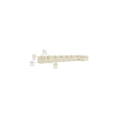 Shaggy Cream Corduroy Performance Fabric Modular Sectional