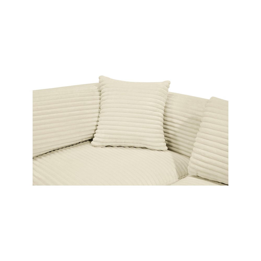 Shaggy Cream Corduroy Performance Fabric Modular Sectional