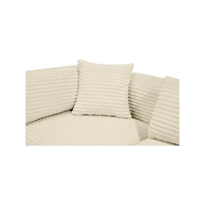Shaggy Cream Corduroy Performance Fabric Modular Sectional